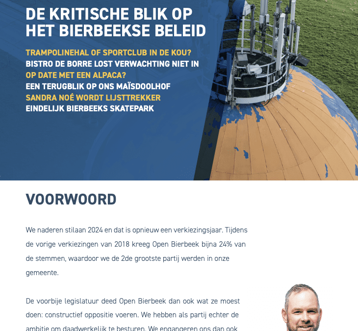 OPEN BIERBEEK, DE KRITISCHE BLIK OP HET BELEID – Deel 2